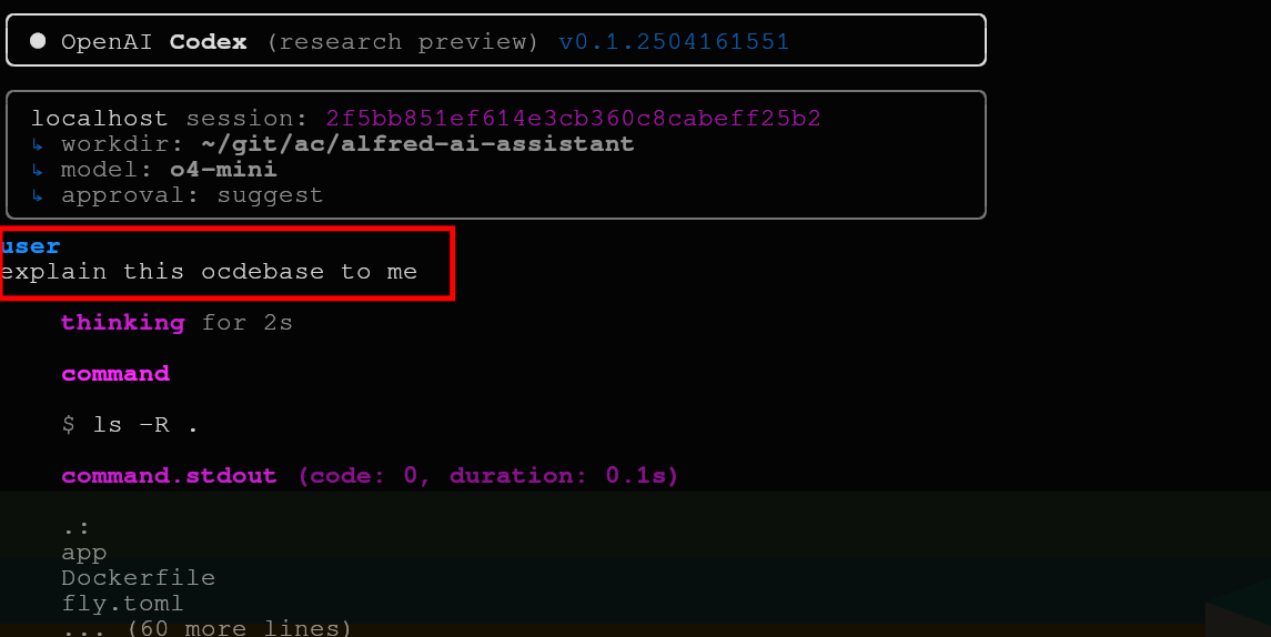 OpenAI Codex CLI initial repository analysis prompt