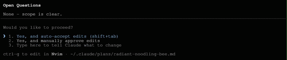 Claude Code permission prompt with auto-accept edits option