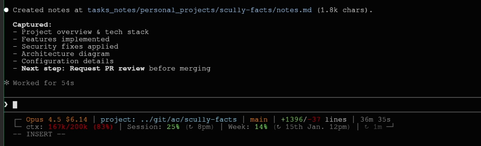 Claude Code note-taking completed with files created