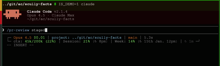 Claude Code running /pr-review skill
